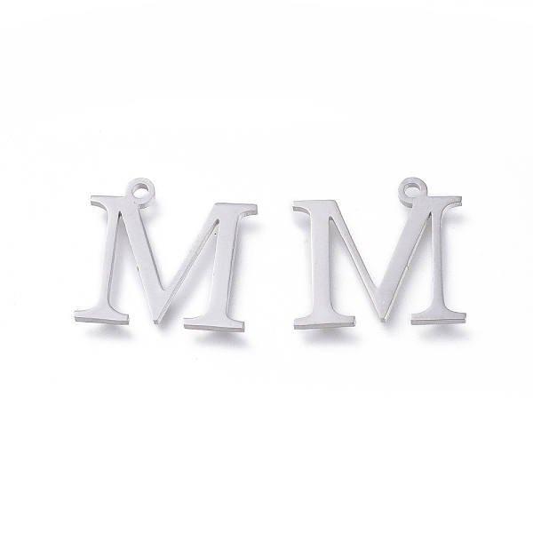 

PandaHall 304 Stainless Steel Charms, Greek Alphabet, Stainless Steel Color, Letter.M, 14x14.5x1mm, Hole: 1.2mm 304 Stainless Steel Letter M