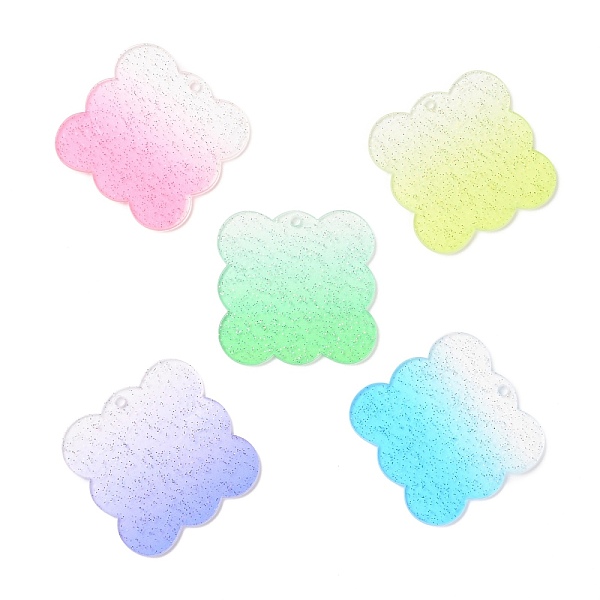 

PandaHall Transparent Acrylic Pendants, with Glitter Powder, Square, Mixed Color, 49x49.5x2.3mm, Hole: 3mm Acrylic Square Multicolor