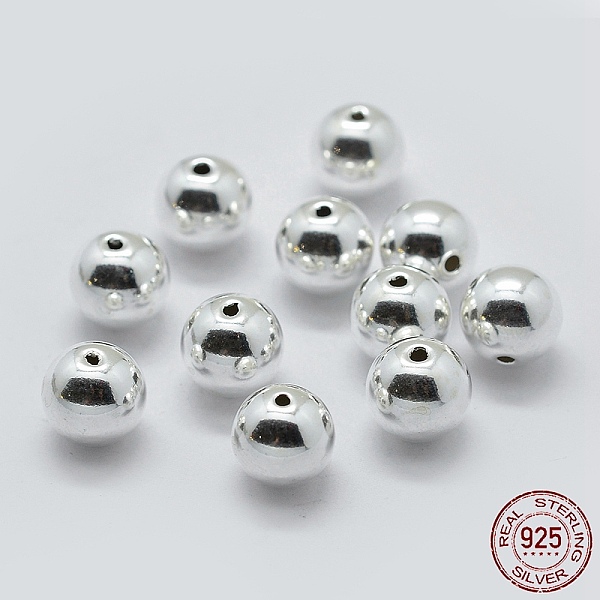 

PandaHall 925 Sterling Silver Spacer Beads, Round, Silver, 10mm, Hole: 1.9~2mm, about 8pcs/10g Sterling Silver Round Silver