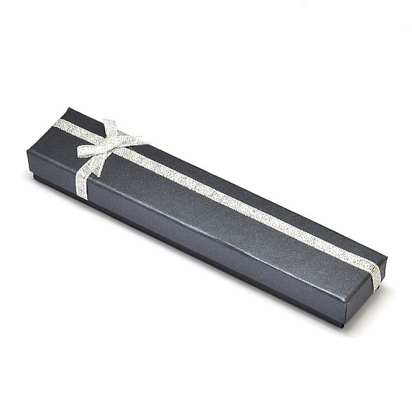 

PandaHall Rectangle Cardboard Bracelet Boxes, with Sponge Inside and Satin Ribbon Bowknots, Black, 20x4.1x2.4cm Paper Rectangle Black