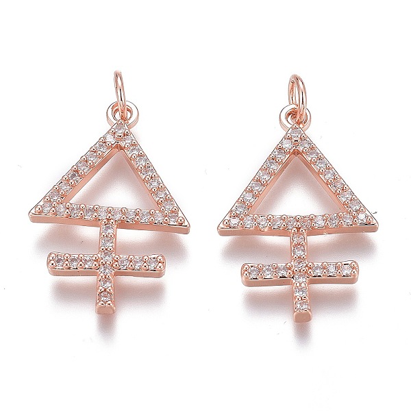 

PandaHall Brass Micro Pave Clear Cubic Zirconia Pendants, Long-Lasting Plated, With Jump Rings, Triangle with Cross, Rose Gold, 23x16x2mm...