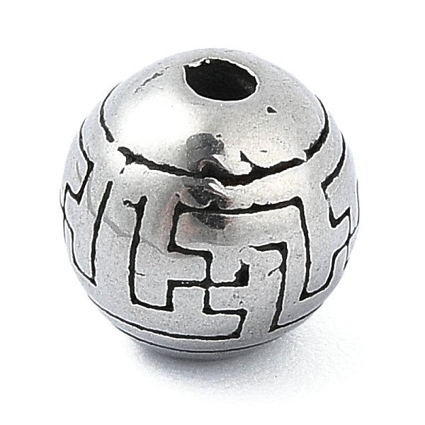 

PandaHall 304 Stainless Steel Beads, Round, Antique Silver, 8mm, Hole: 1.6mm 304 Stainless Steel Round