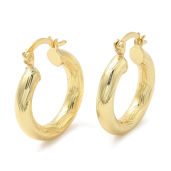 

PandaHall Rack Plating Brass Hoop Earrings, Long-Lasting Plated, Cadmium Free & Lead Free, Real 18K Gold Plated, 26x22x4mm Brass Round