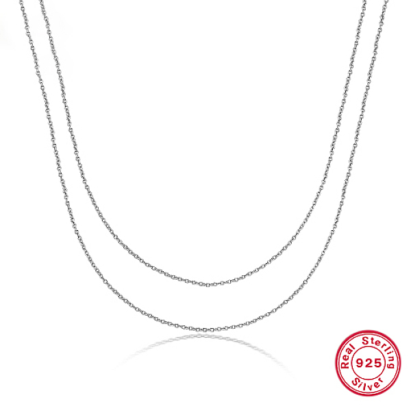 

PandaHall 925 Sterling Silver Double Layer Necklaces, Cable Chains Necklaces, Platinum, 19.69 inch(50cm) Sterling Silver
