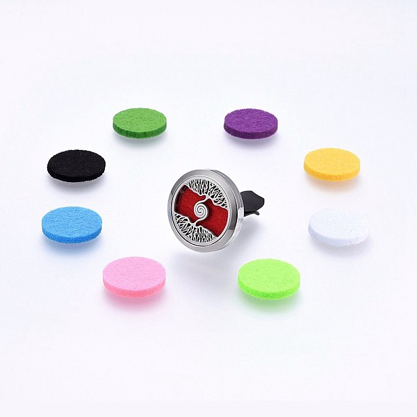 

PandaHall 316 Surgical Stainless Steel Car Diffuser Locket Clips, with Perfume Pad and Magnetic Clasps, Flat Round with Tree, Mixed Color..., Multicolor