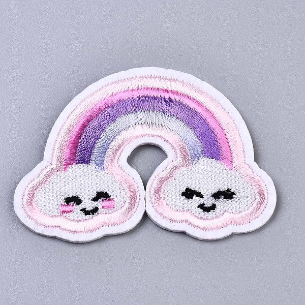 

PandaHall Rainbow Appliques, Computerized Embroidery Cloth Iron on/Sew on Patches, Costume Accessories, Pink, 46x63x1.5mm Cloth Rainbow Pink