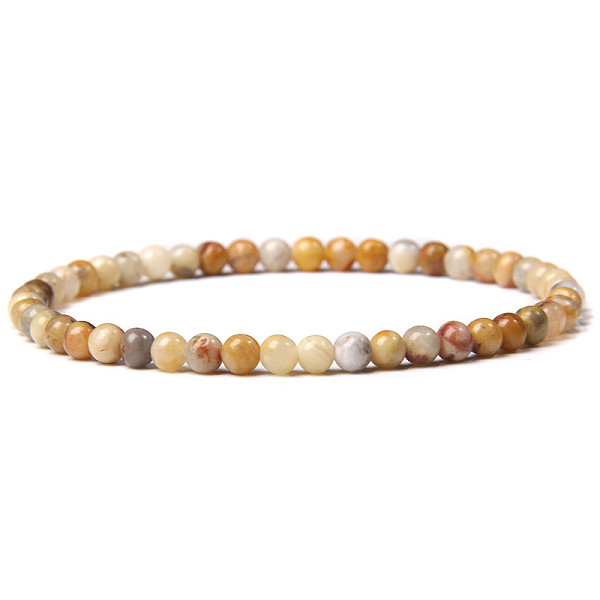 4mm Round Natural Crazy Agate Beads Bracelet For Men