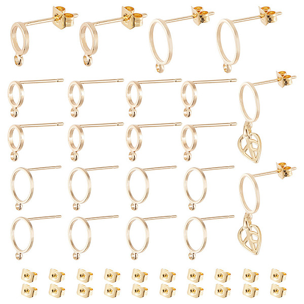 

PandaHall Brass Stud Earring Finding, 20 Pcs Ear Nuts 20 Pcs and 20 Pcs Stud Earring Findings, Real 18K Gold Plated Earring Making Set for...