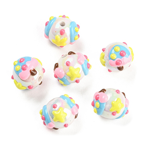 

PandaHall Hand Painted Acrylic with Enamel Beads, Cartoon, Oval with Spot, Colorful, 18x20x15mm, Hole: 2.7mm Acrylic Oval