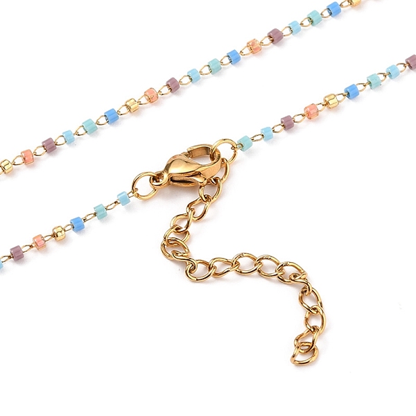 

PandaHall Handmade Glass Seed Beaded Necklaces, with Golden Plated 304 Stainless Steel Lobster Claw Clasps, Pale Turquoise, 16 inch(40.7cm)...