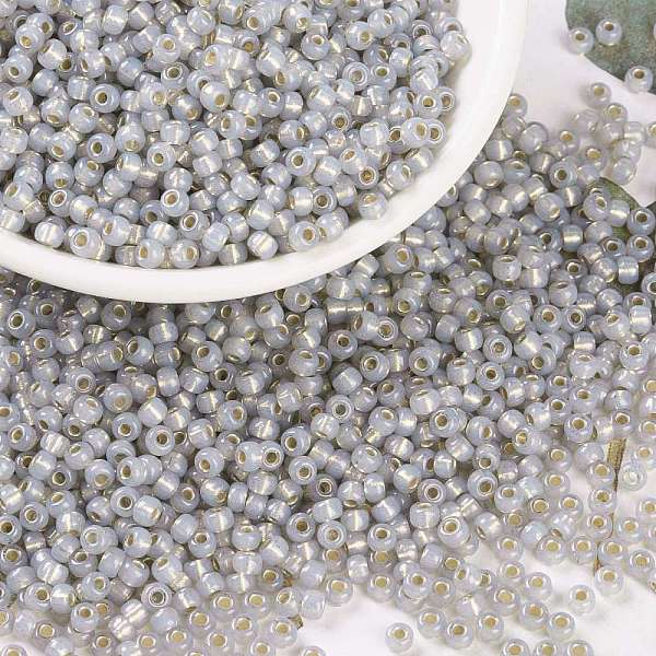 

PandaHall MIYUKI Round Rocailles Beads, Japanese Seed Beads, (RR2355) Silverlined Light Smoke Opal, 8/0, 3mm, Hole: 1mm, about..., Gray