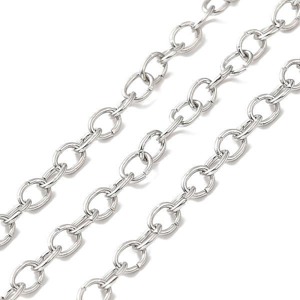 

PandaHall 304 Stainless Steel Cable Chain, Unwelded, with Spool, Stainless Steel Color, 4x3x0.5mm 304 Stainless Steel