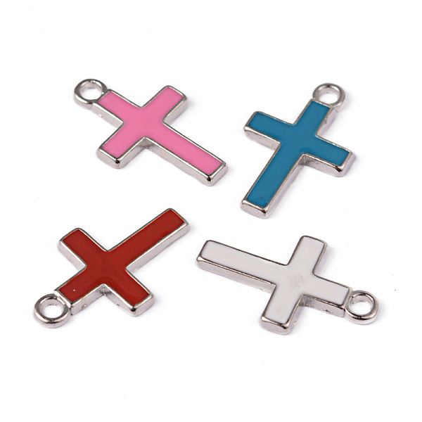 

PandaHall Alloy Enamel Pendants, Lead Free and Cadmium Free, Cross, Platinum Color, Mixed Color, 26x16x2mm, Hole: 3mm Alloy+Enamel Cross..., Multicolor