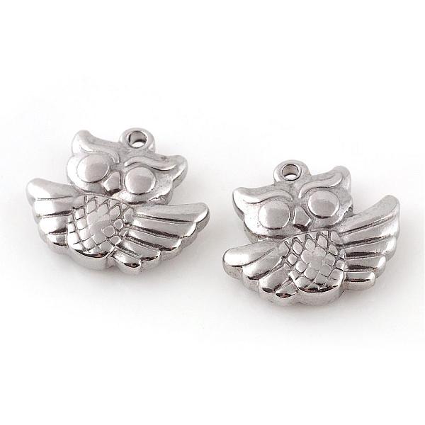 

PandaHall 201 Stainless Steel Pendants, Owl, Stainless Steel Color, 14.5x16.5x4mm, Hole: 1.5mm 201 Stainless Steel Owl