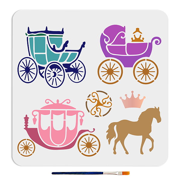 

PandaHall MAYJOYDIY US 1Pc PET Hollow Out Drawing Painting Stencils, for DIY Scrapbook, Photo Album, with 1Pc Art Paint Brushes, Carriage...