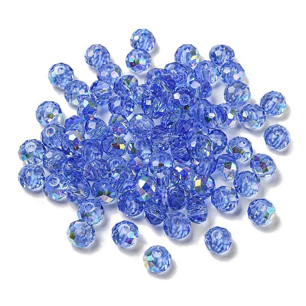 

PandaHall Electroplate Glass Beads, Rondelle, Royal Blue, 6x4mm, Hole: 1.4mm, 100pcs/bag Glass Rondelle