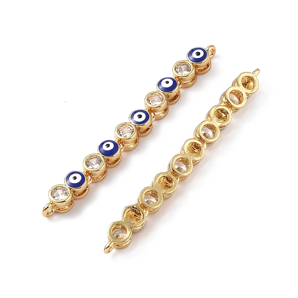 

PandaHall Brass Pave Clear Cubic Zirconia Connector Charms, Evil Eye Links, with Enamel, Real 18K Gold Plated, 45x4x3mm, Hole: 1mm...