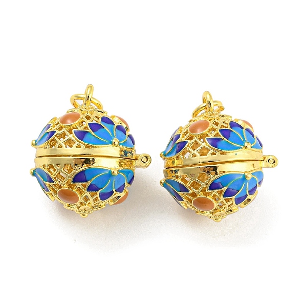 

PandaHall Rack Plating Brass Cage Pendants, with Enamel, Long-Lasting Plated, Cadmium Free & Lead Free, Round, Golden, 22.5x18.5x21mm, Hole...