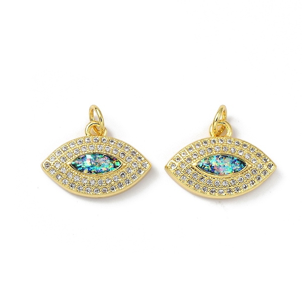 

PandaHall Brass Micro Pave Cubic Zirconia Pendants, with Synthetic Opal and Jump Ring, Evil Eye, Real 18K Gold Plated, 13x18x4.5mm, Hole..., Clear