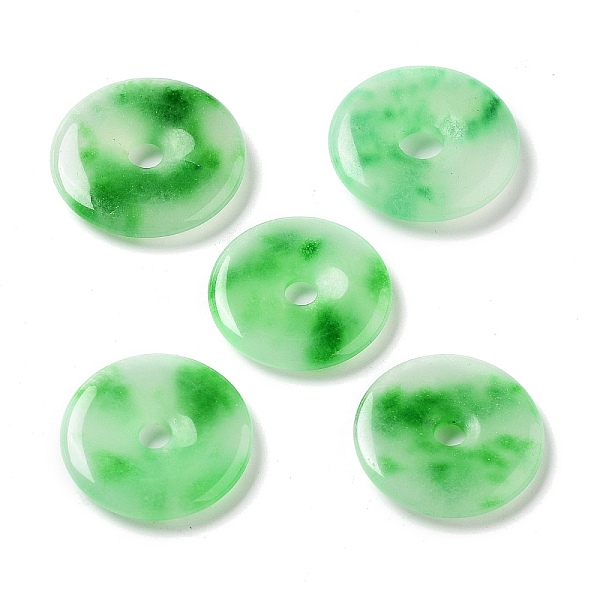 

PandaHall Dyed Natural White Jade Pendants, Donut Charms, Lime Green, 25~27x4~5mm, Hole: 4~5mm White Jade Donut