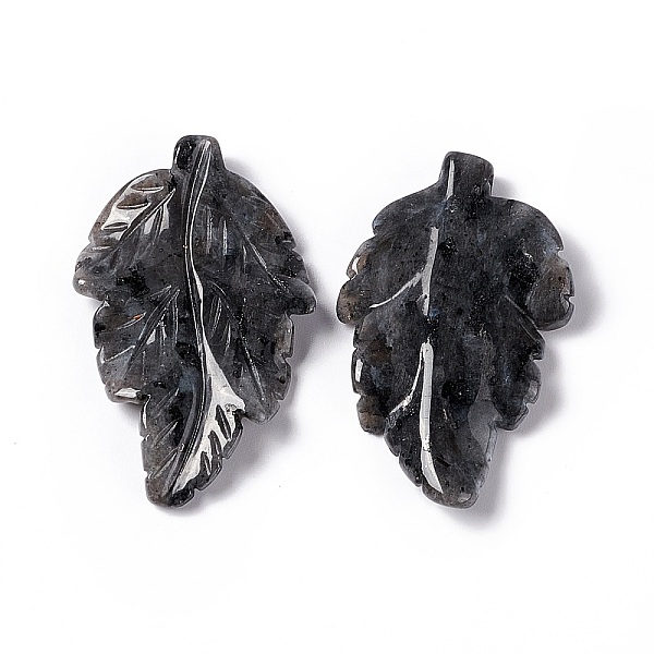 

PandaHall Natural Black Labradorite Pendants, Leaf Charms, 41.5x25~26x5mm, Hole: 0.8mm Labradorite Leaf