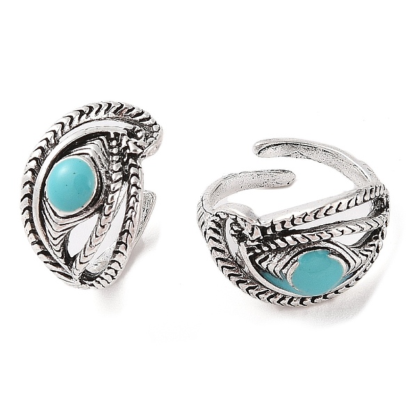 

PandaHall Synthetic Turquoise Cuff Rings, Eye Alloy Open Rings for Women, Cadmium Free & Lead Free, Antique Silver, 15mm, Inner Diameter...