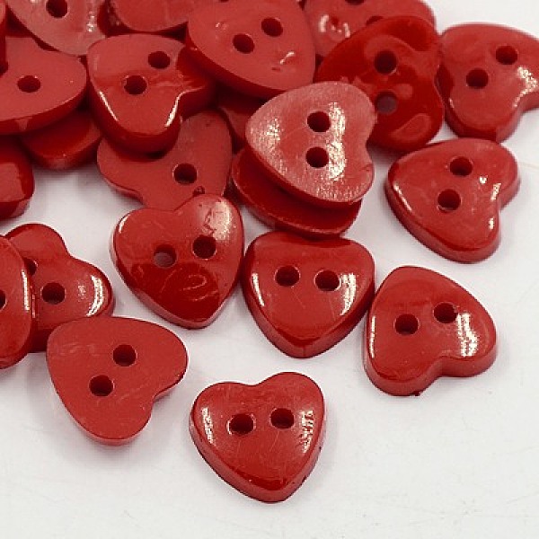 

PandaHall Acrylic Heart Buttons, Plastic Sewing Buttons for Costume Design, 2-Hole, Dyed, Dark Red, 12x12x3mm, Hole: 1mm Acrylic Heart Red