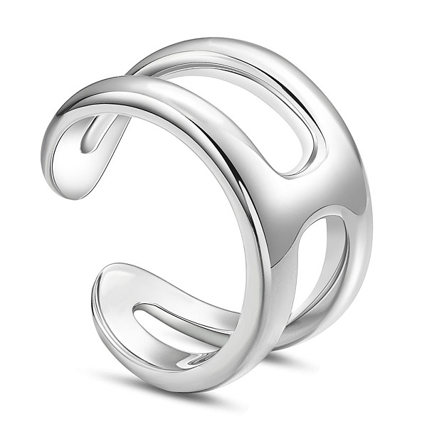 

PandaHall SHEGRACE Rhodium Plated 925 Sterling Silver Cuff Rings, Open Rings, Platinum, US Size 6(16.5mm) Sterling Silver
