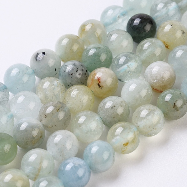 

PandaHall Natural Aquamarine Beads Strands, Round, 8mm, Hole: 0.8mm, about 50pcs/Strand, 15.16 inch(38.5cm) Aquamarine Round