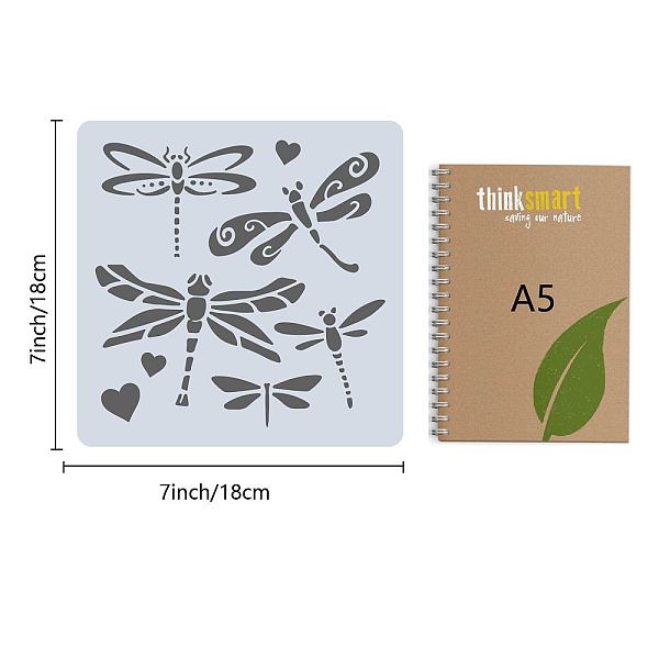 

PandaHall GORGECRAFT 7.1"X7.1"Dragonfly Stencil Insect Bugs Dragonflies Templates Heart Plastic Drawing Painting Stencil Templates for...