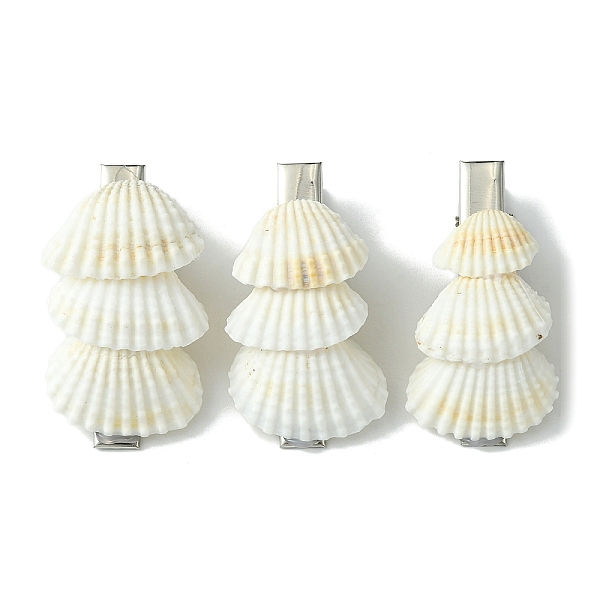 

PandaHall Sea Shell with Iron Alligator Hair Clips, Hair Accessories for Women, Silver, 45x24x16mm Iron