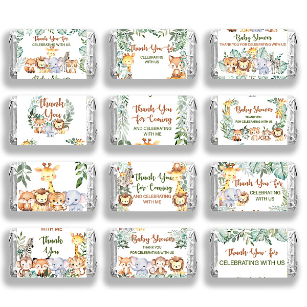 

PandaHall Leaf Paper Self Adhesive Mini Candy Bar Wrappers, Baby Shower Candy Lable Stickers for Baby Boys Girls Shower Decor, Word...