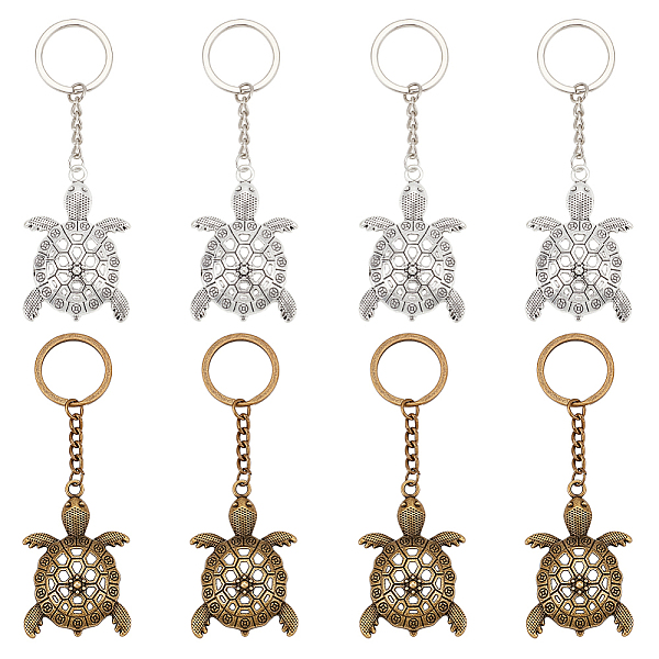 

PandaHall 8Pcs 2 Colors Tortoise Alloy Keychain, with Iron Findings, Mixed Color, 11.1cm, Tortoise: 56x37x11mm, 4pcs/color Alloy Tortoise