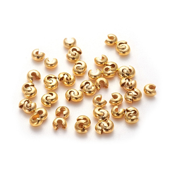

PandaHall Iron Crimp Beads Covers, Cadmium Free & Lead Free, Golden Color, Size: About 4mm In Diameter, Hole: 1.5~1.8mm Iron