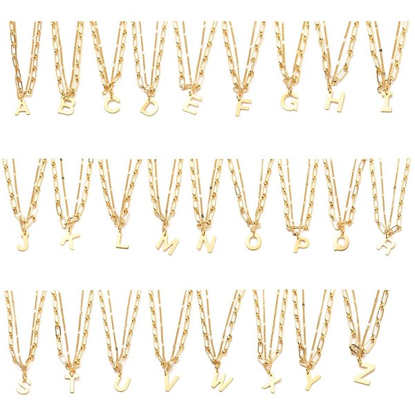 

PandaHall 304 Stainless Steel Charm Anklets Sets, with Brass Figaro Chains & Curb Chains, Alphabet, Letter A~Z, 10.47 inch(26.6cm)...