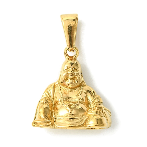 

PandaHall Vacuum Plating 304 Stainless Steel Pendants, Buddha Charm, Golden, 24x23x13.5mm, Hole: 9.5x3.5mm 304 Stainless Steel Human