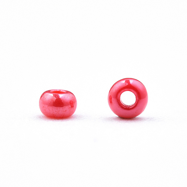 

PandaHall 11/0 Czech Opaque Glass Seed Beads, Lustered, Round, Crimson, 2.2x1.5mm, Hole: 0.7mm, about 500g/bag Glass Pink