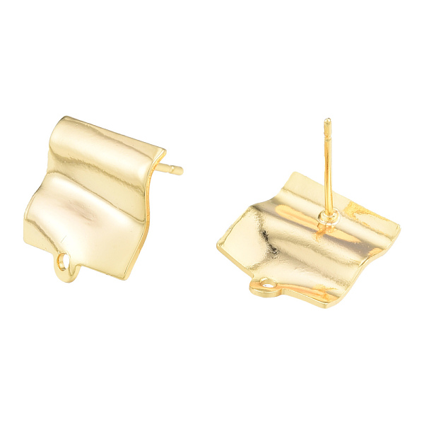 

PandaHall Brass Stud Earring Findings, with Horizontal Loops, Wave Rectangle, Nickel Free, Golden, 14x12mm, Hole: 1.2mm, Pin: 0.8mm Brass...