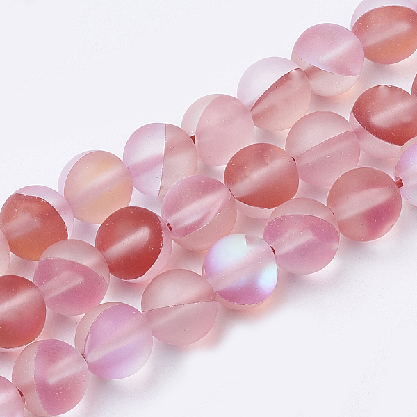 

PandaHall Synthetic Moonstone Beads Strands, Holographic Beads, Dyed, Frosted, Round, Red, 6mm, Hole: 0.5mm, 65pcs/strand, 15.7 inch...
