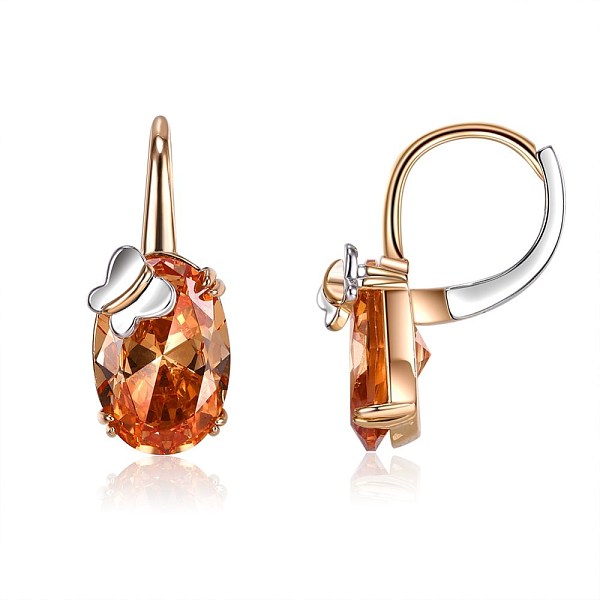 

PandaHall Brass Hoop Earrings, with Cubic Zirconia, Oval with Butterfly, Colorful, Champagne Gold, 21.5mm, Pin: 1mm Cubic Zirconia Oval