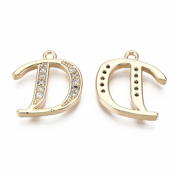 

PandaHall Brass Micro Pave Clear Cubic Zirconia Pendants, Nickel Free, Real 18K Gold Plated, Word, Letter.D, 16.5x16x2mm, Hole: 1.5mm...