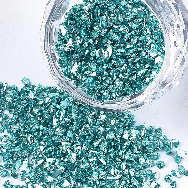 PandaHall Plated Glass Seed Beads, For Nail Art Decoration Accessories, No Hole/Undrilled, Chips, Light Sea Green, 2~7x1~5x0.5~2mm, about...