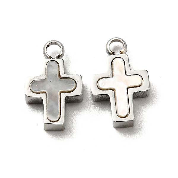 

PandaHall 304 Stainless Steel Shell Charms, Cross, Stainless Steel Color, 10.5x6.5x2.5mm, Hole: 1.2mm Shell Cross