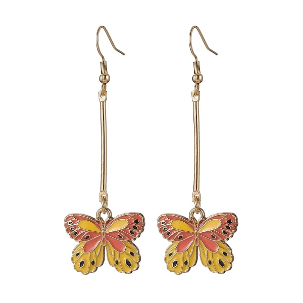 

PandaHall Alloy Enamel Butterfly Dangle Earrings, Yellow, 67x22mm Alloy Butterfly Yellow