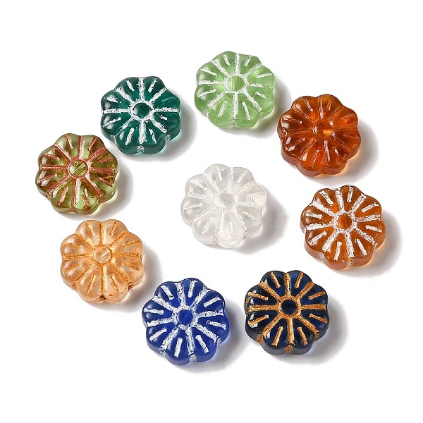 

PandaHall Transparent Lampwork Beads, Flower, Mixed Color, 15x6mm, Hole: 1mm, about 38pcs/100g Lampwork Flower Multicolor