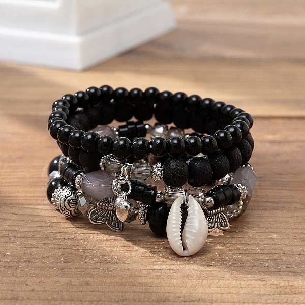 

PandaHall Bohemian Vacation Style Glass Beaded Stackable Stretch Bracelets Set for Women Glass