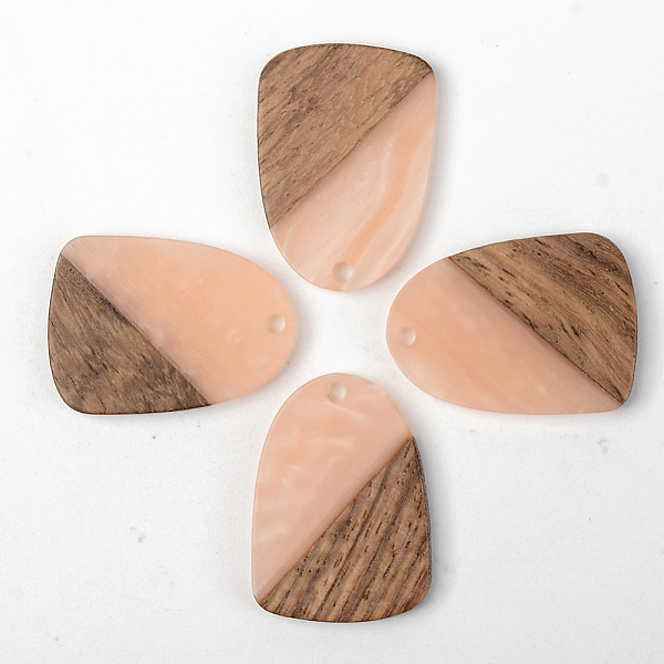 

PandaHall Opaque Resin & Walnut Wood Pendants, Teardrop, Light Salmon, 28x20x3mm, Hole: 2mm Resin+Wood Teardrop Red