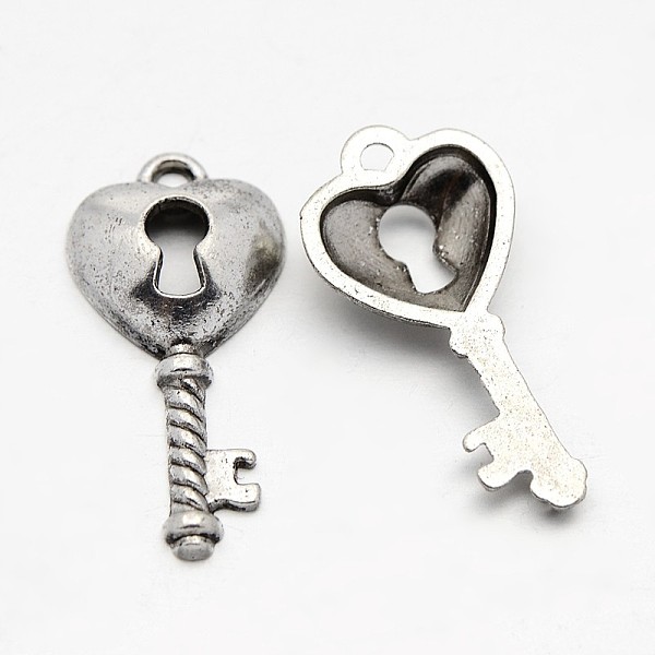 

PandaHall Alloy Pendants, Cadmium Free & Lead Free, Skeleton Key Pendants, Antique Silver, 24x12x4mm, Hole: 2mm Alloy Key