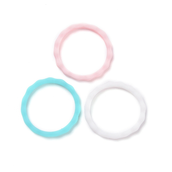 

PandaHall Silicone Finger Rings, Wave, Mixed Color, US Size 7 1/4(17.5mm), 3pcs/bag Plastic Multicolor