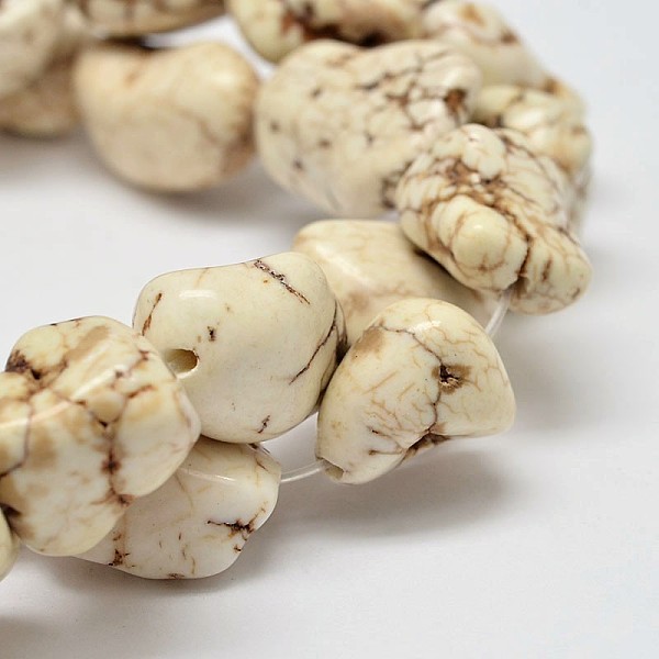 

PandaHall Dyed Nuggets Natural Magnesite Beads Strands, Beige, 11~17x10~17mm, Hole: 1mm, about 15.7 inch Magnesite Nuggets Yellow
